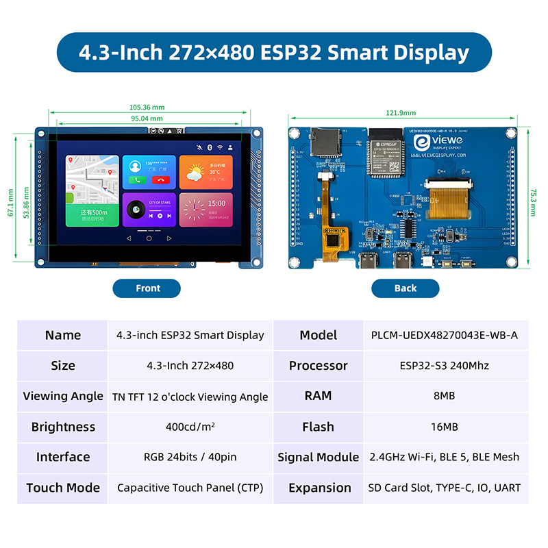 ESP32 S3 4.3 Inch 480*272 Capa - Esp32 P4 review and price